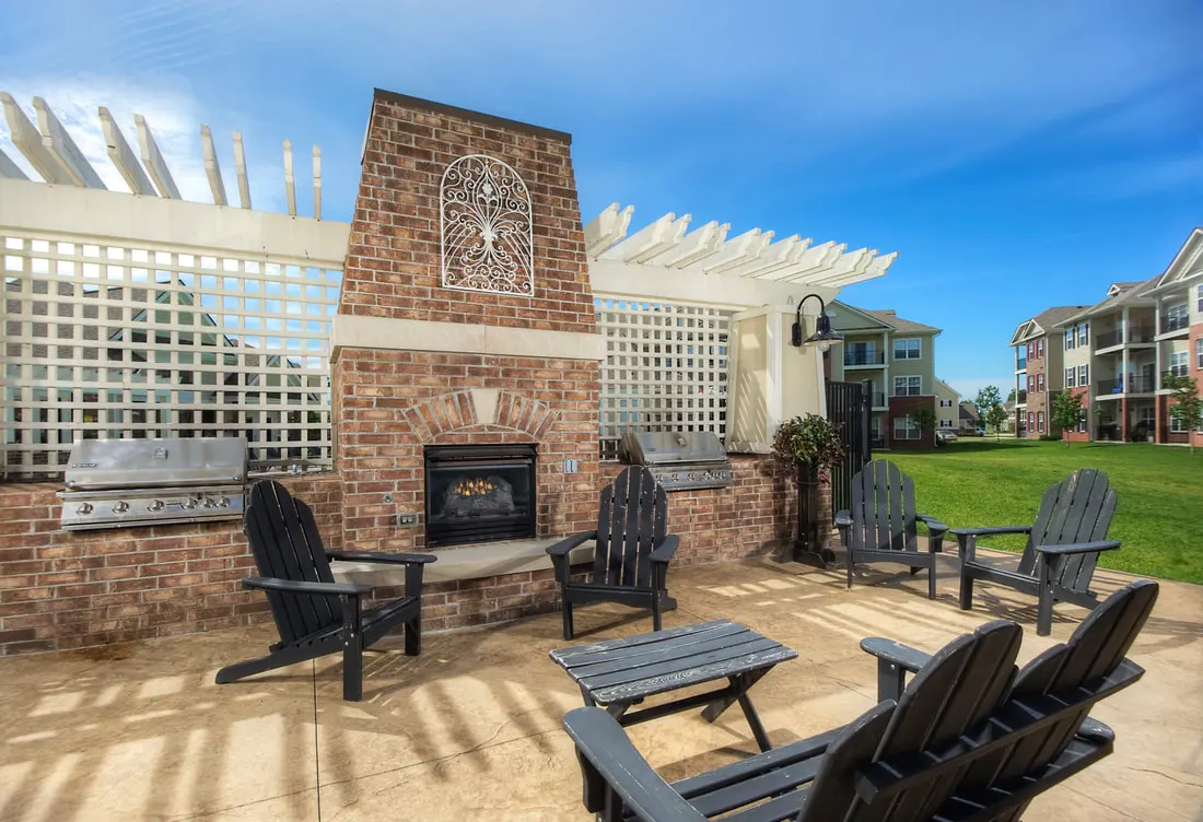 Central Park Apartments - Grass, Fireplace, Backyard