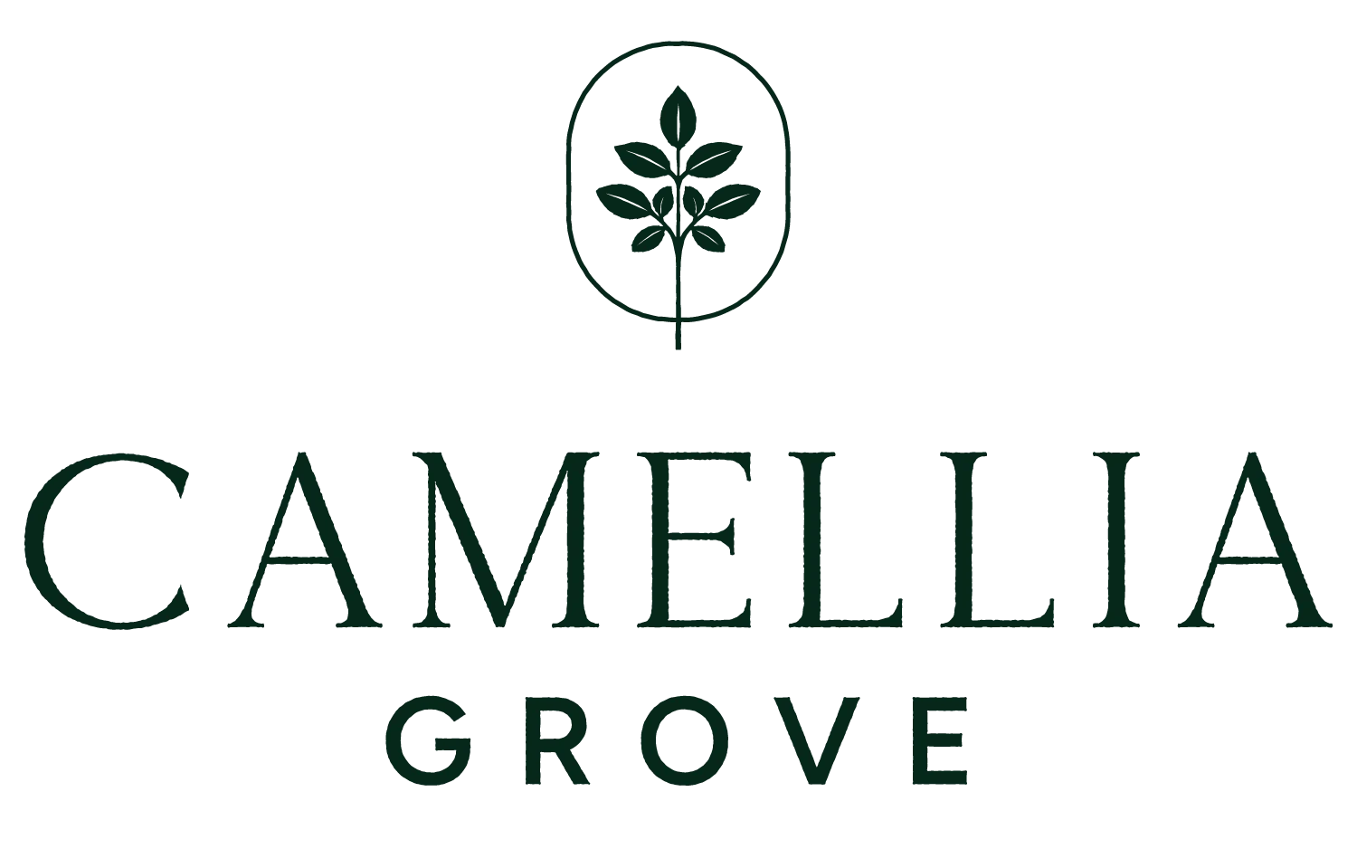 Camellia Grove Logo Logo of Camellia Grove featuring a stylized tree in an oval with the words 'CAMELLIA' and 'GROVE'