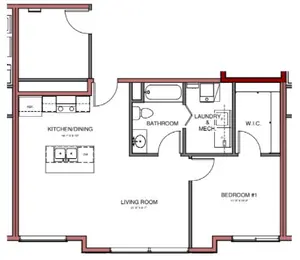 1 Bedroom x 1 Bath- ADA