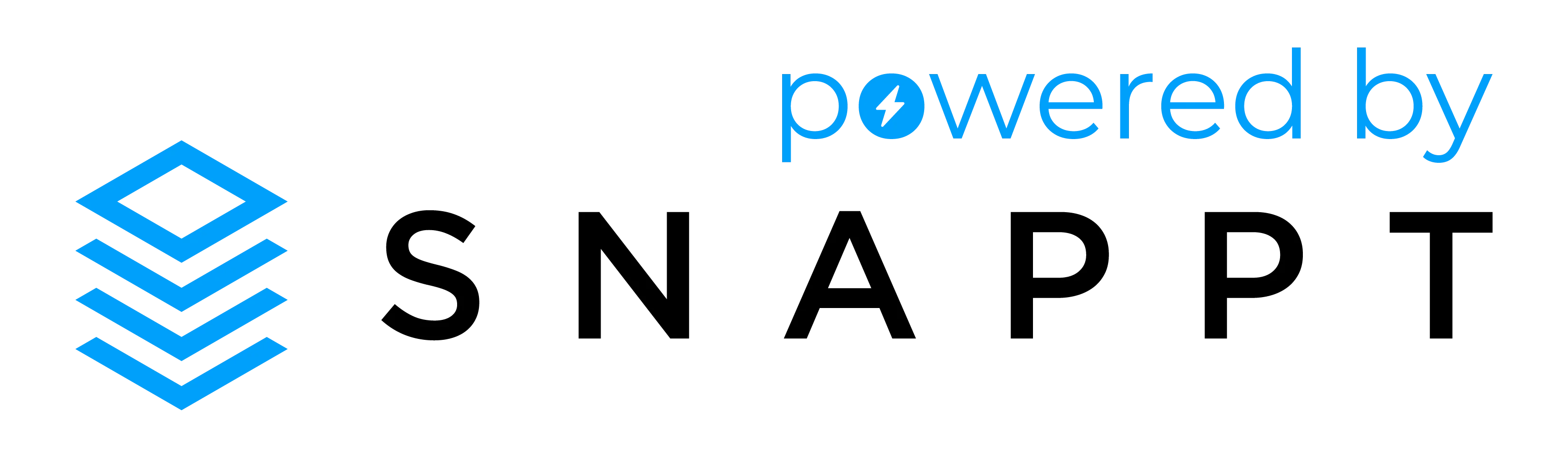 Logo featuring the words 'powered by' in blue above the word 'SNAPPT' in black, with a blue geometric design on the left.