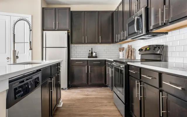 Eastside Station An upscale kitchen in Eastside Station, our East Austin luxury apartments.