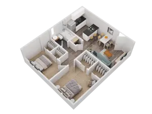 2 Bedroom 1 Bathroom - B2