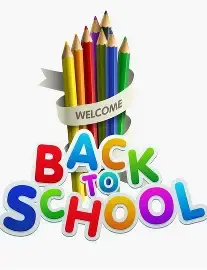 Welcome Back to School Colorful back-to-school graphic with crayons and welcoming text