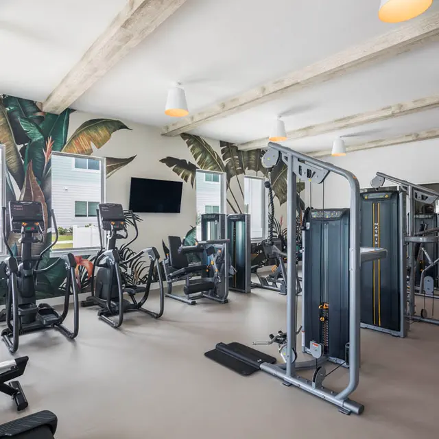 large fitness area with up to date equipment