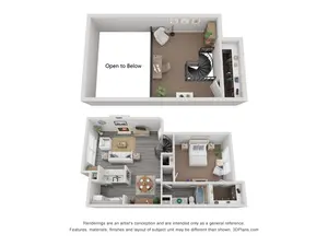 1 Bed 1 Bath Loft Luxury Rehab 926 sq ft