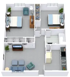 2 Bedroom 1 Bathroom - B2