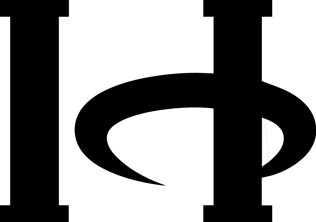 Stylized representation of the Greek letter Phi (Φ) and its lowercase form (φ), interconnected in a unique design.