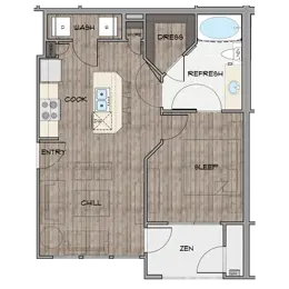 1 Bedroom, 1 Bathroom