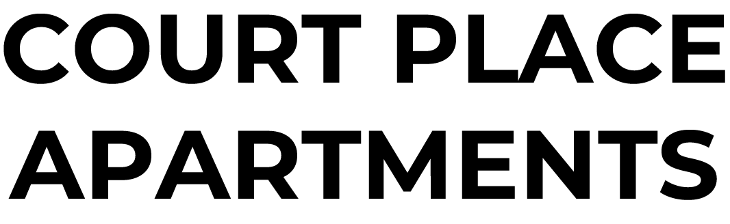 Text graphic displaying 'Court Place Apartments' in bold, modern font.