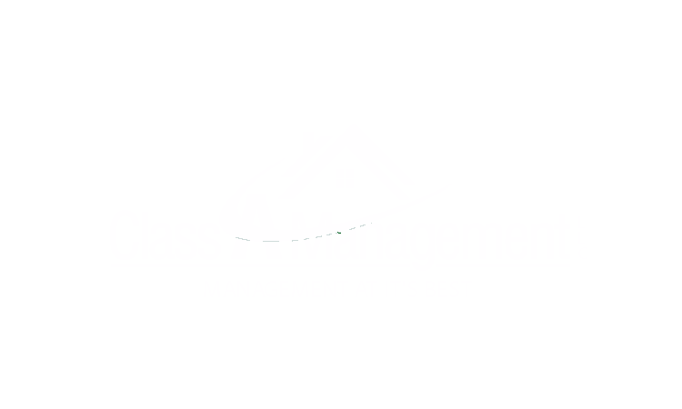 Logo with a stylized house above the text "Class A Management LLC" and "MANAGEMENT AT ITS BEST" below.