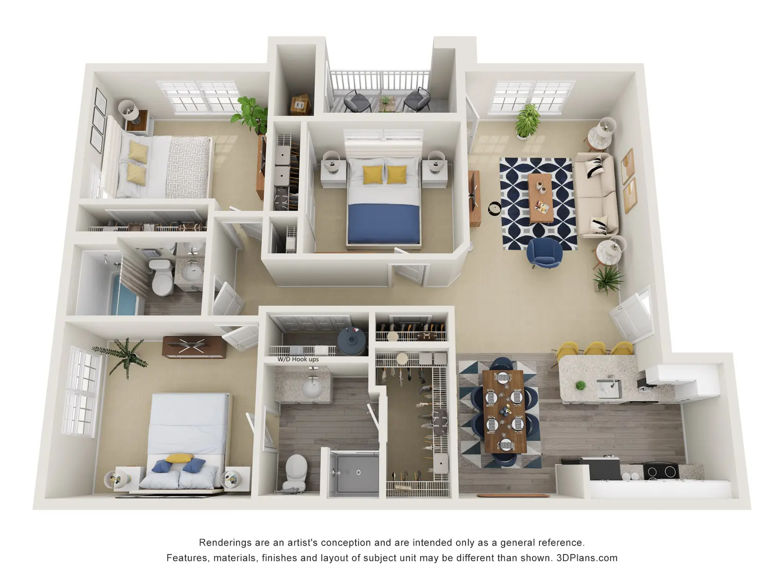 Mill Creek Apartments - Diagram, Floor Plan, Furniture