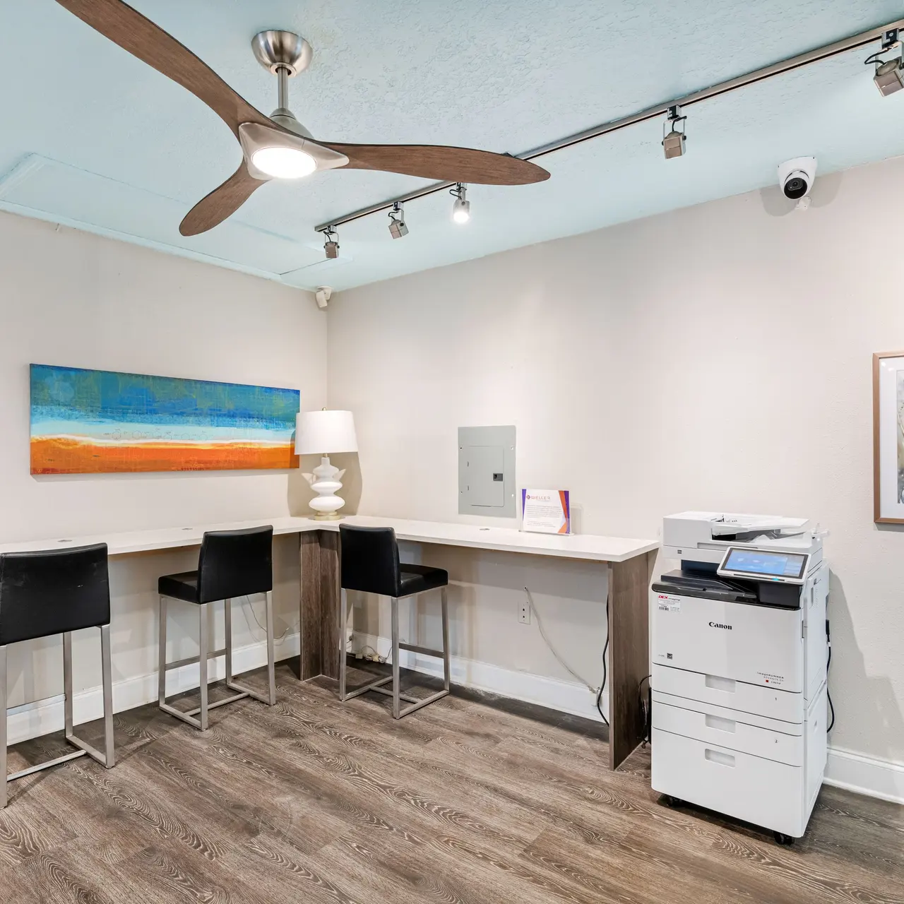 office area with seating and copier 