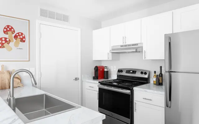 fully equipped kitchen area and kitchen cabinets - Refrigerator, Appliance, Indoors