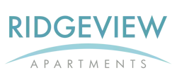 Ridgeview Apartments Logo Ridgeview Apartments logo featuring stylized text and a curved line underneath.