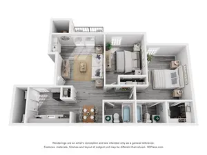 2 Bed 2 Bath Luxury Renovated 900 sq ft