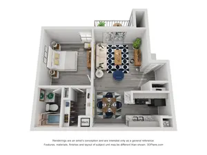 1x1B Renovated 625 sq ft