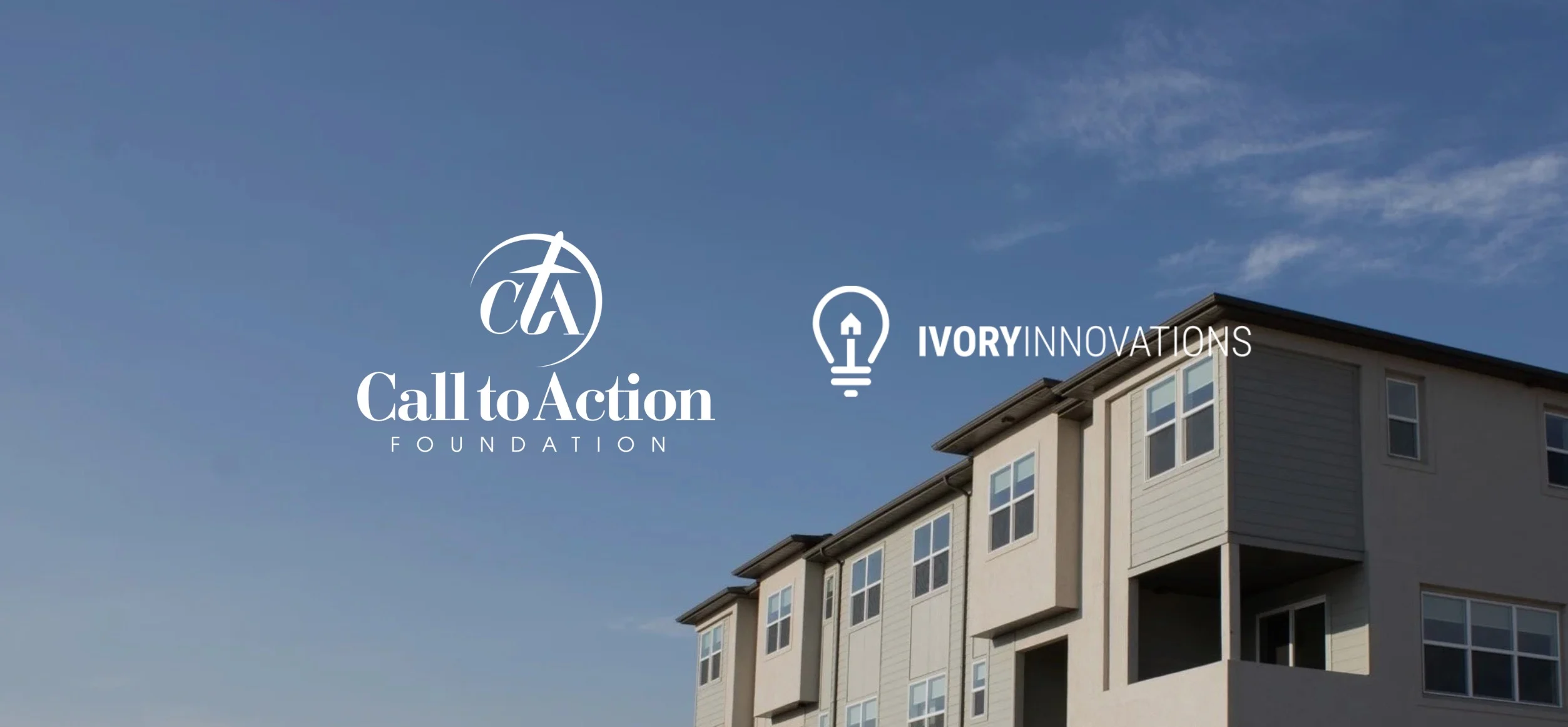 Partnership between Call to Action Foundation and Ivory Innovations Logo of Call to Action Foundation and Ivory Innovations next to a building