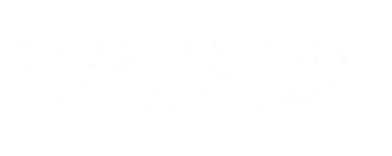 Logo of Cypress Cove featuring wavy lines and the name in an elegant font.