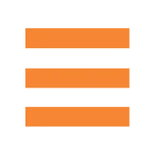 Orange hamburger menu icon consisting of three horizontal lines