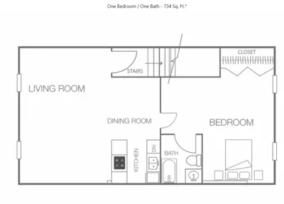 1BED 1BATH LOFT (Over Laundry)