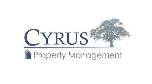 Logo of Cyrus Property Management featuring a tree and a house icon.