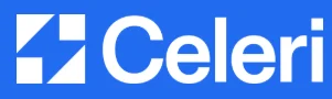 Celeri logo featuring a stylized letter 'C' and the word 'Celeri' in white on a blue background.