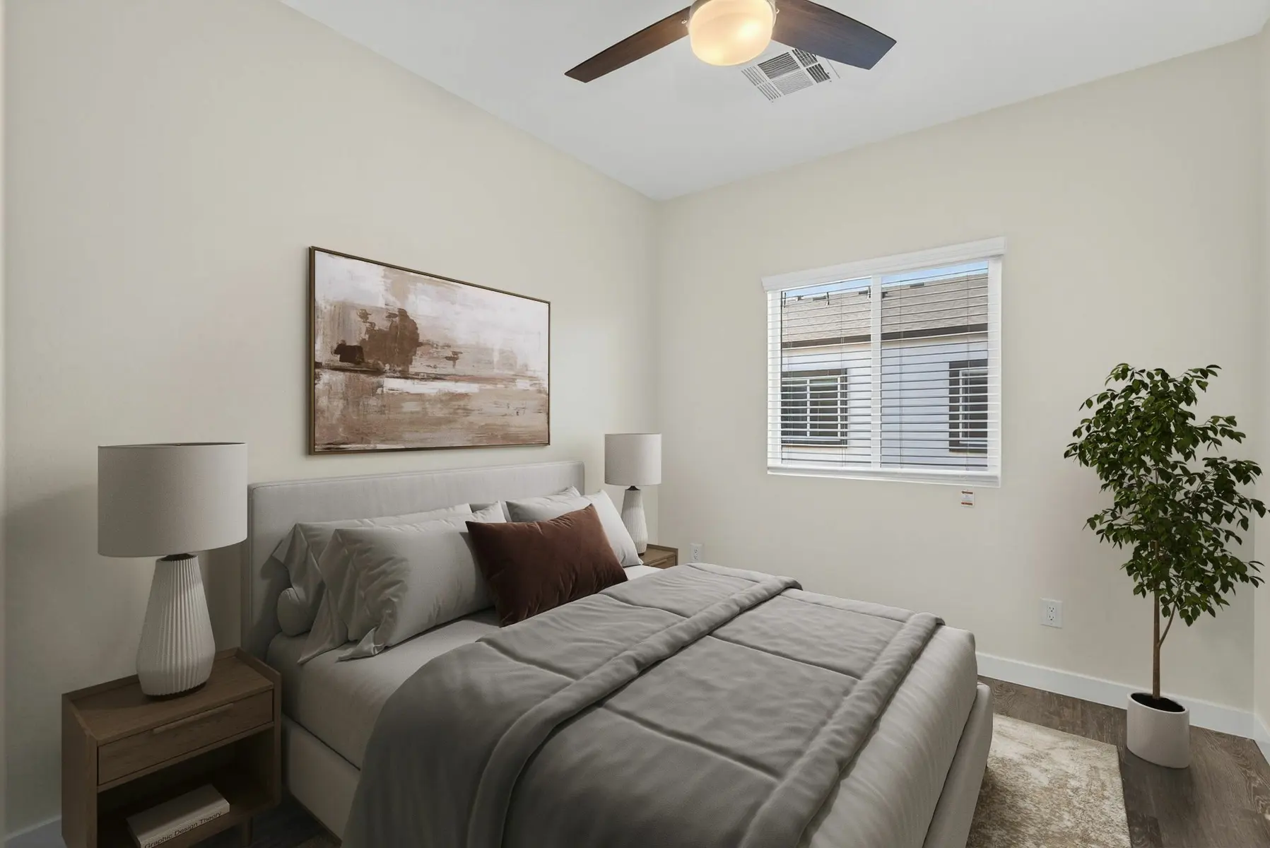 Furnished bedroom shown — representative home at South Mountain Shadows.