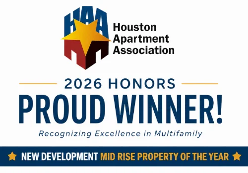 Houston Apartment Association 2026 Honors Proud Winner Award for New Development Mid Rise Property of the Year