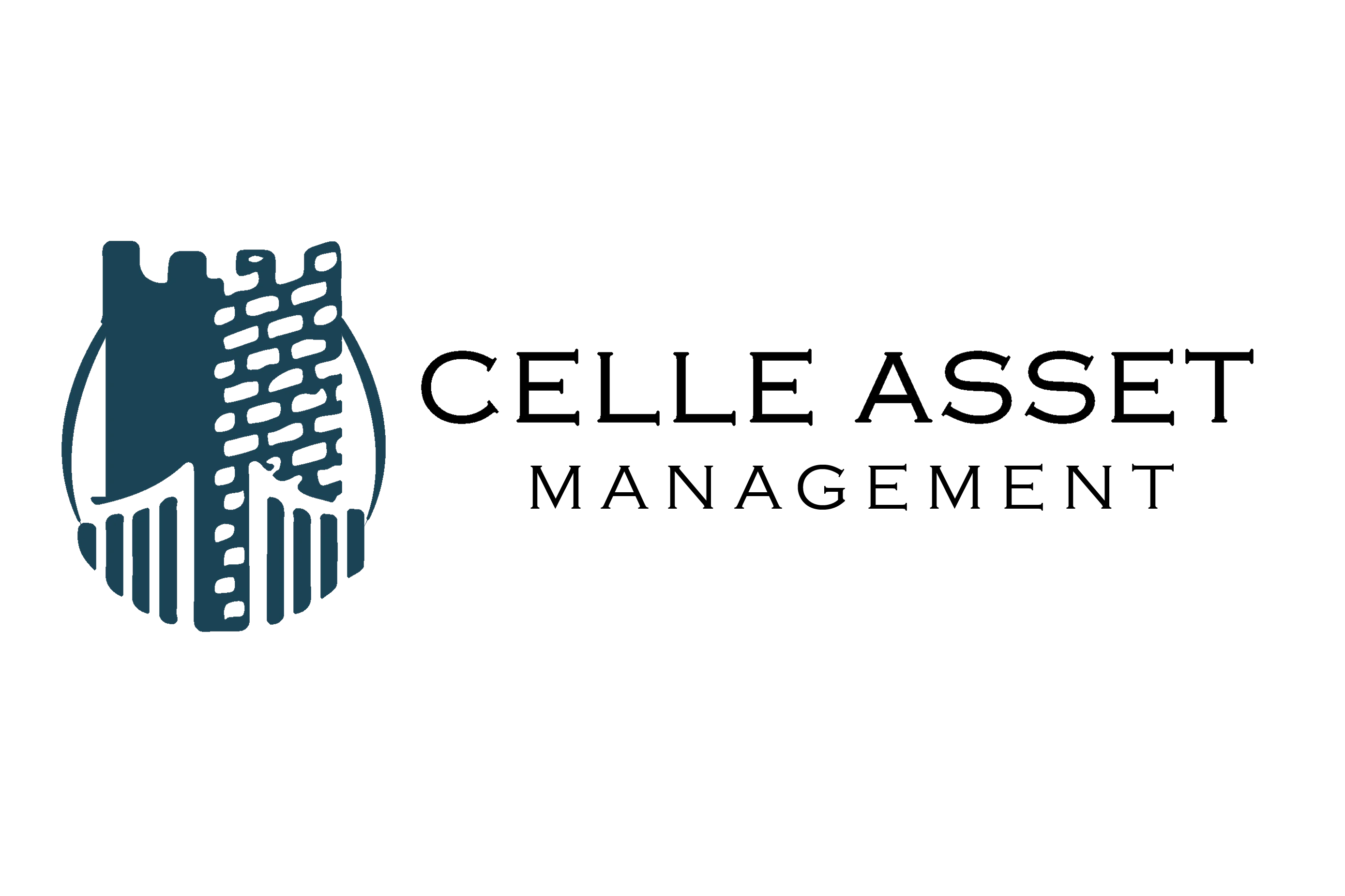 Logo for Celle Asset Management featuring a stylized tower and the company name in bold typography.
