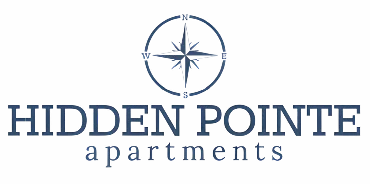 Logo of Hidden Pointe Apartments featuring a compass design above the text.
