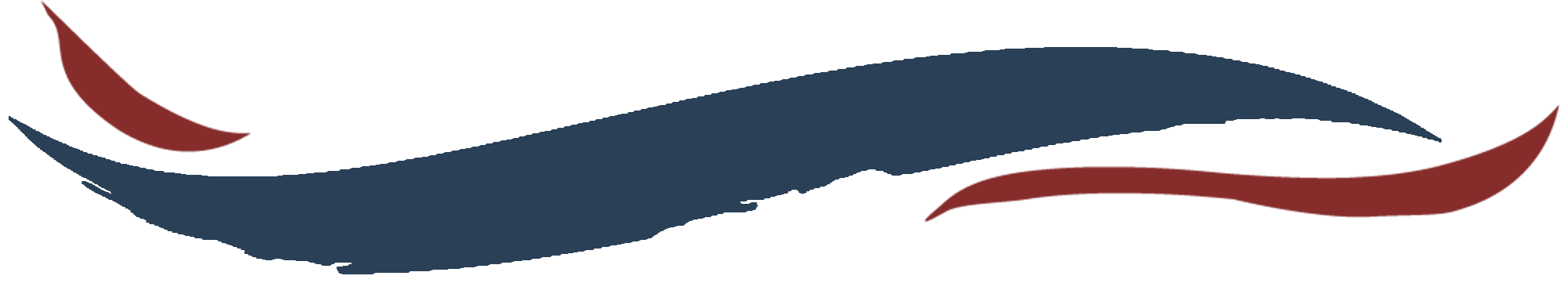 Stylized graphic design featuring wavy shapes in blue and red.