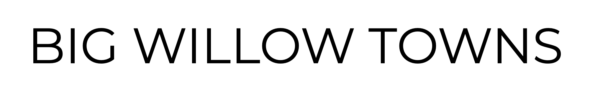 Text graphic displaying 'BIG WILLOW TOWNS' in a bold font