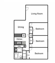 3 Bedroom, 1 Bath