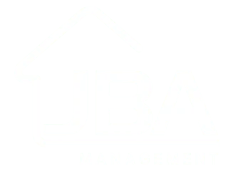 Logo for JBA Management featuring a house outline with the letters JBA and the word Management below.