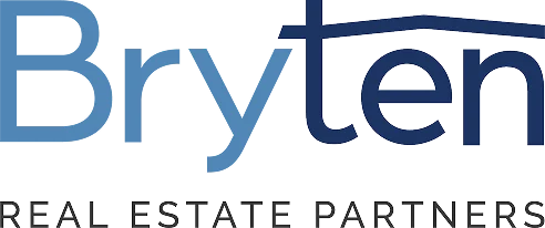 Logo for Bryten Real Estate Partners featuring stylized text in blue and black colors.