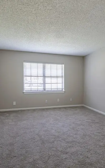 Empty room with light gray carpet and a window.