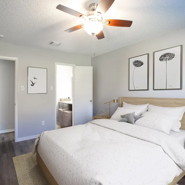 Bedroom with Bathroom at The Villas at Quail Creek Apartment Homes in Austin Texas 2024.jpg