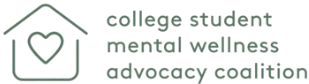 Logo for the College Student Mental Wellness Advocacy Coalition, featuring a house with a heart icon and the organization's name in text.