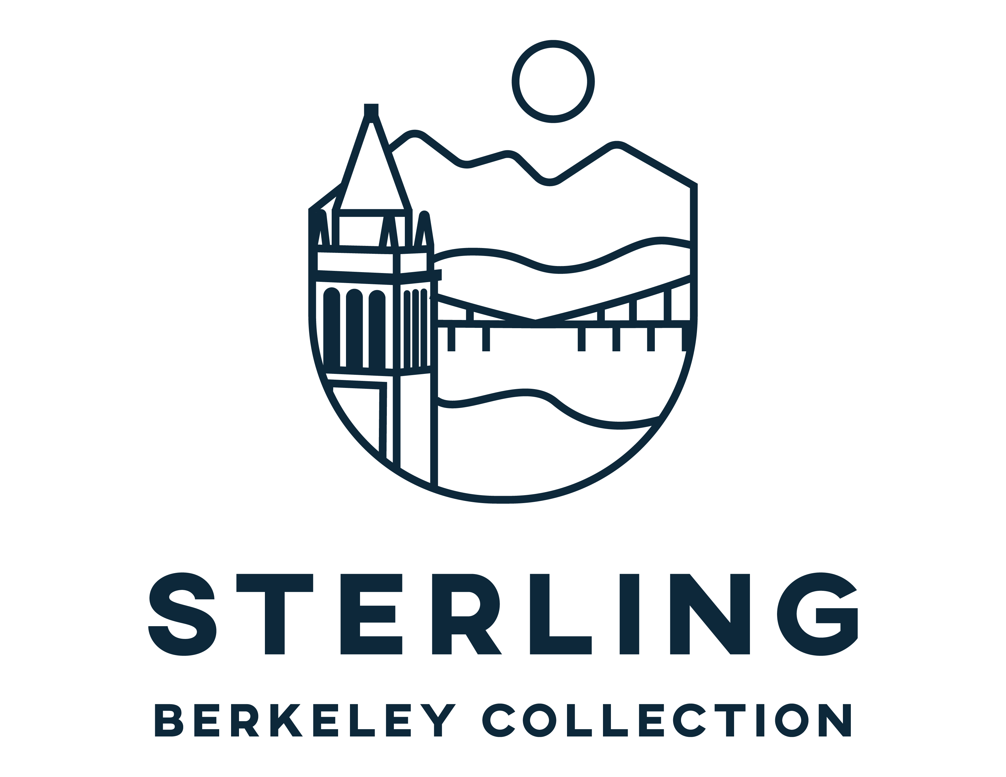Logo featuring a stylized design of mountains, a tower, and the sun with the text 'STERLING BERKELEY COLLECTION'
