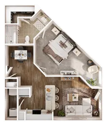 1 bedroom; 1 bathroom