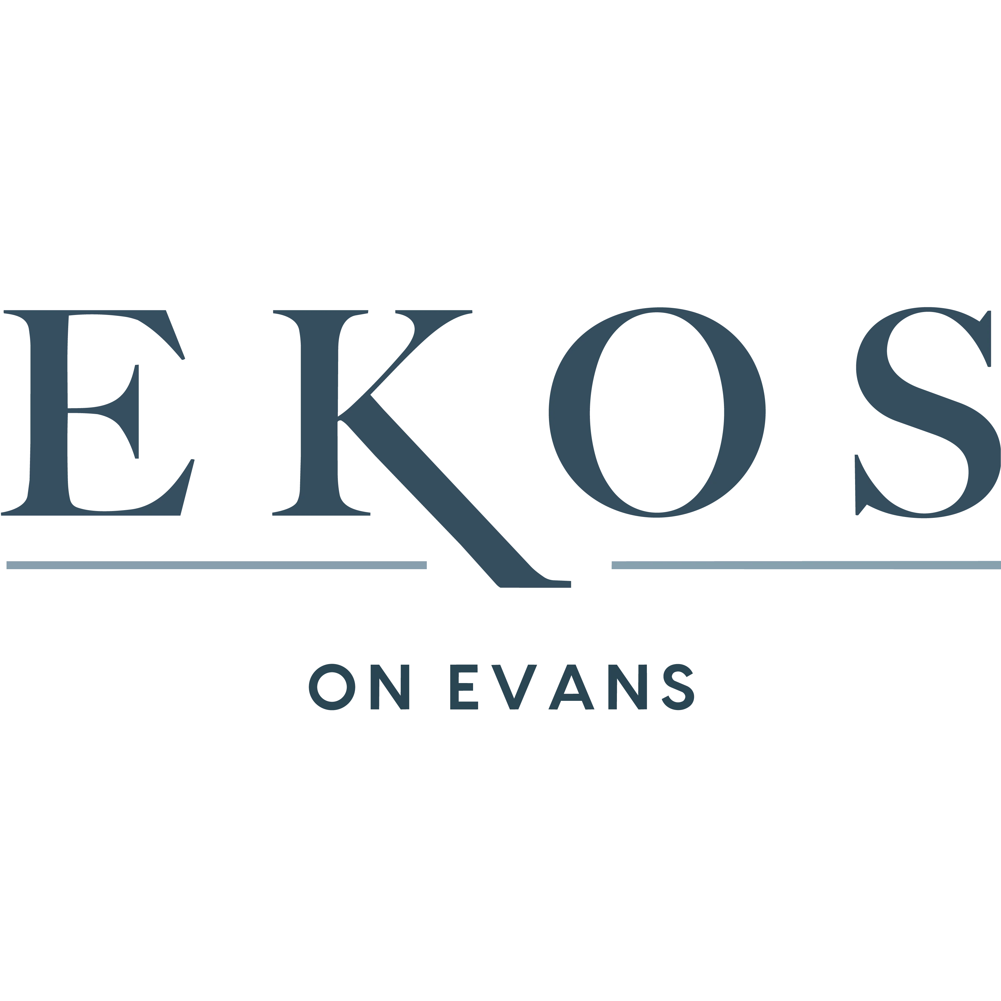 Logo of Ekos on Evans featuring the brand name in stylish typography