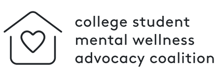 Logo for College Student Mental Wellness Advocacy Coalition featuring a house with a heart symbol and text beside it.