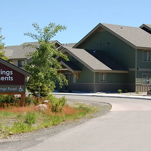 The Springs Apartments Exterior view of The Springs Apartments, showcasing a sign and surrounding green landscape.