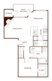 1 bedroom; 1 bathroom