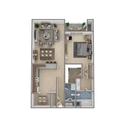 1 Bedroom, 1.5 Bathroom