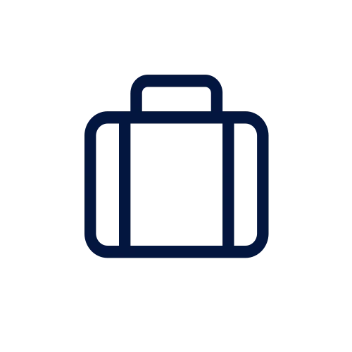 An outline of a suitcase with a handle at the top.