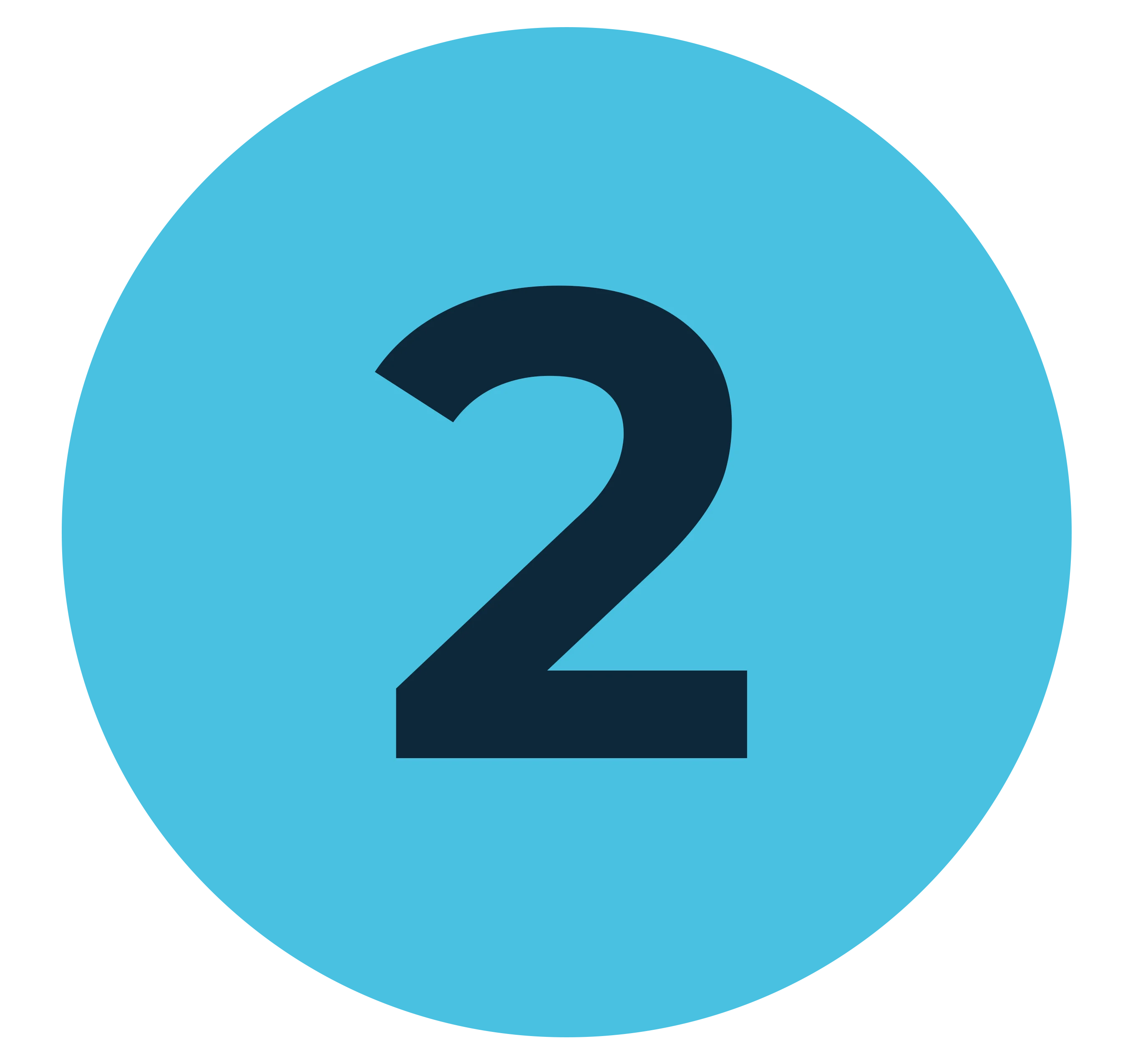 A blue circular badge with the number 2 displayed prominently in dark color.