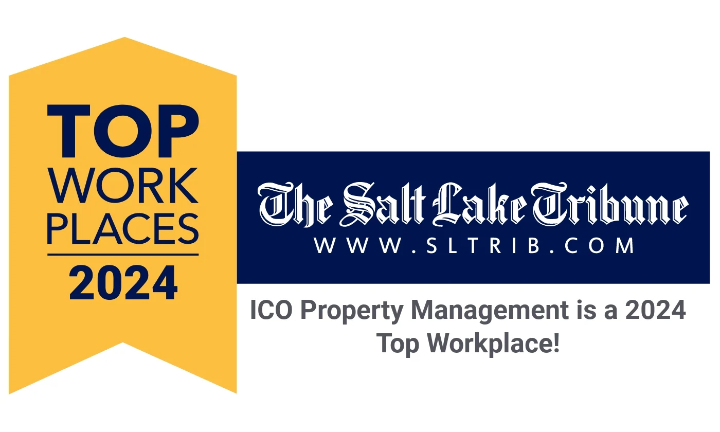 ICO Property Management 2024 Top Workplace Announcement A graphic announcing ICO Property Management as a 2024 Top Workplace by The Salt Lake Tribune.