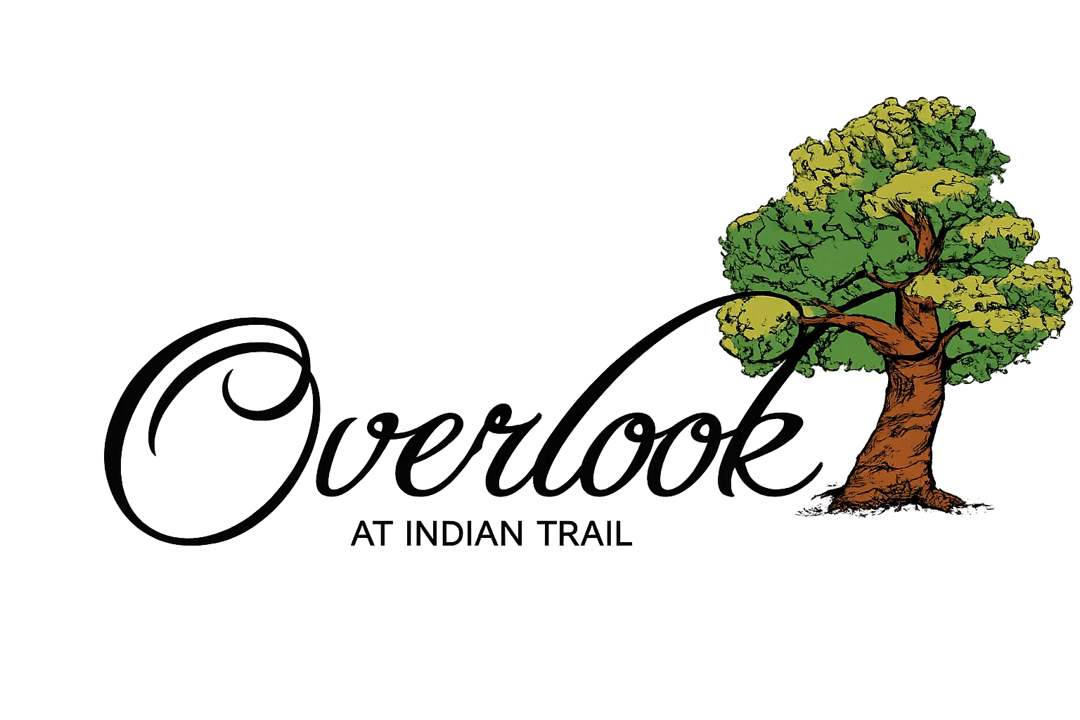 A logo featuring the text 'Overlook at Indian Trail' alongside an illustrated tree.