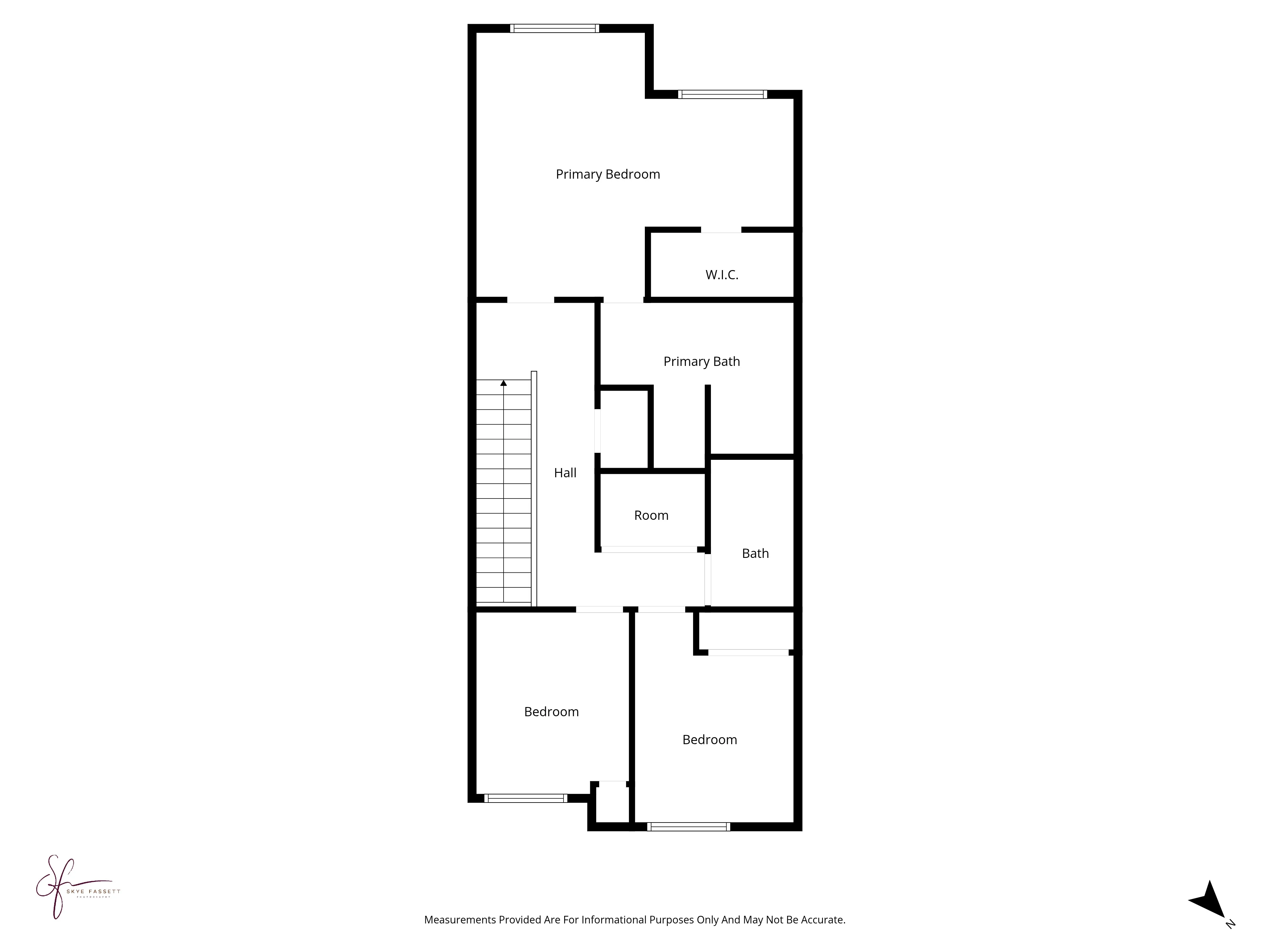 Residential Floor Plan A simple architectural layout of a residential floor plan featuring multiple bedrooms, bathrooms, and a hall.
